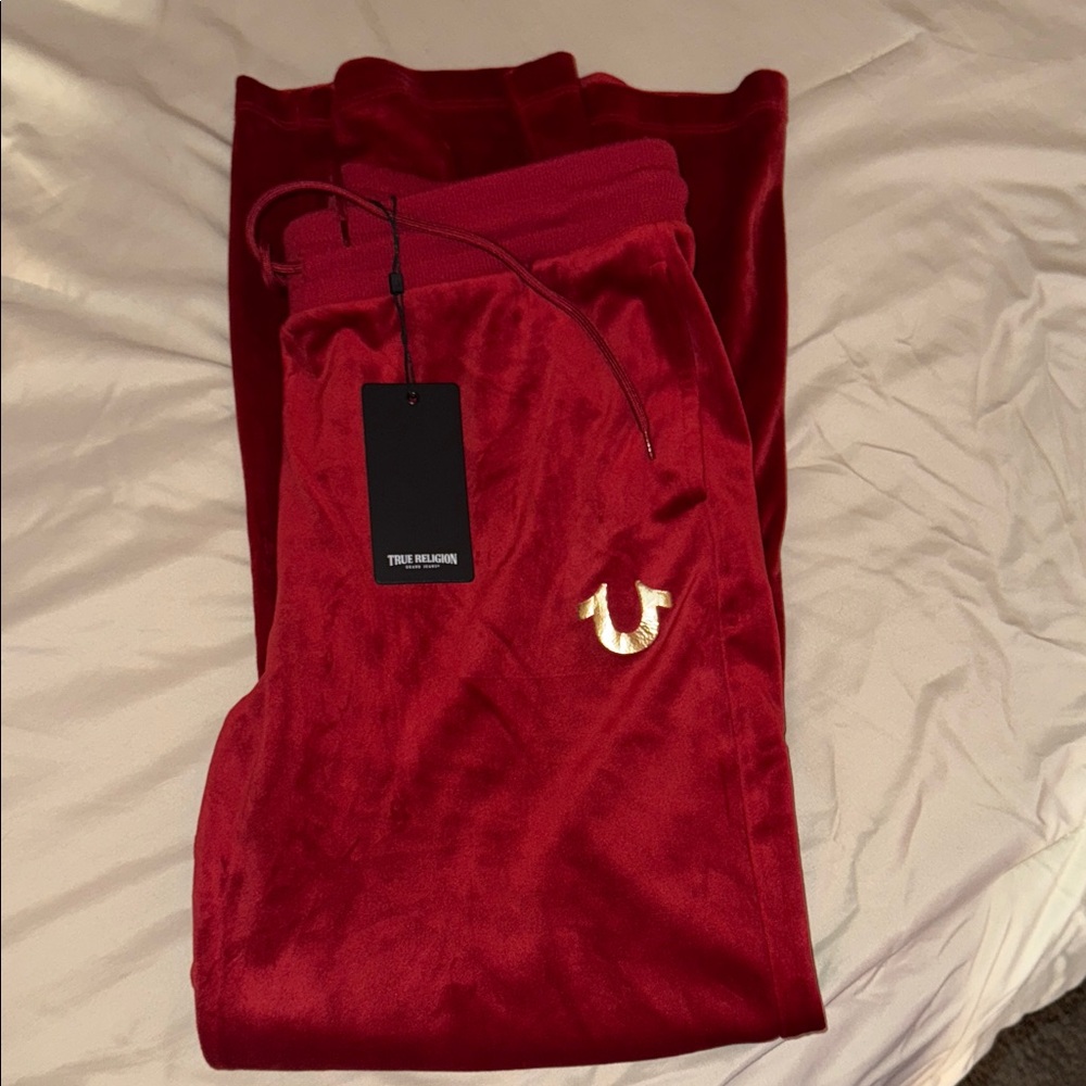 True Religion Scarlet Velour Joggers